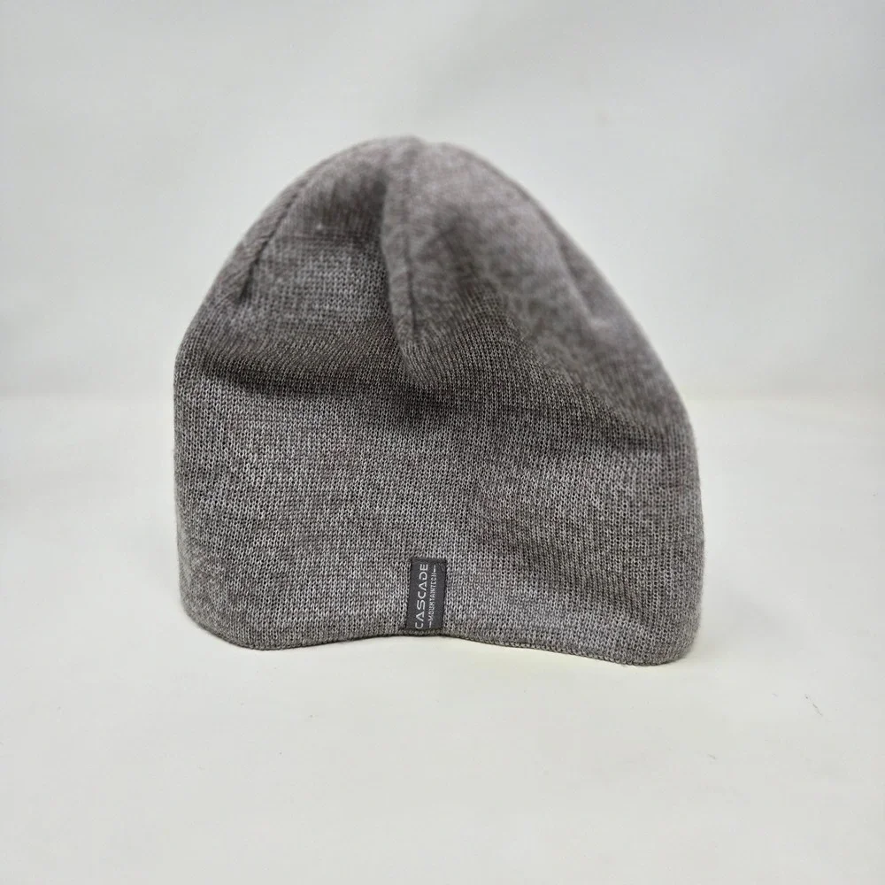 Cascade Mountain Tech Grey Knit‎ Beanie Hat One Size Fits All Merino Wool Blend